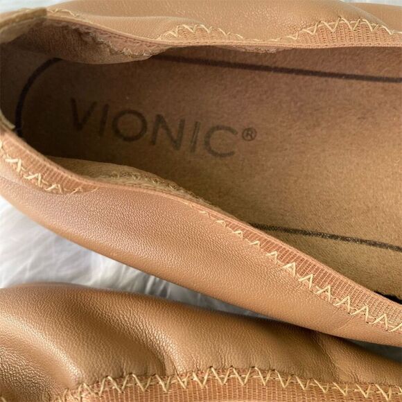 Vionic Women's Ballet Flats Size 9 Tan Snake Print Bow Detail Casual - Picture 7 of 10